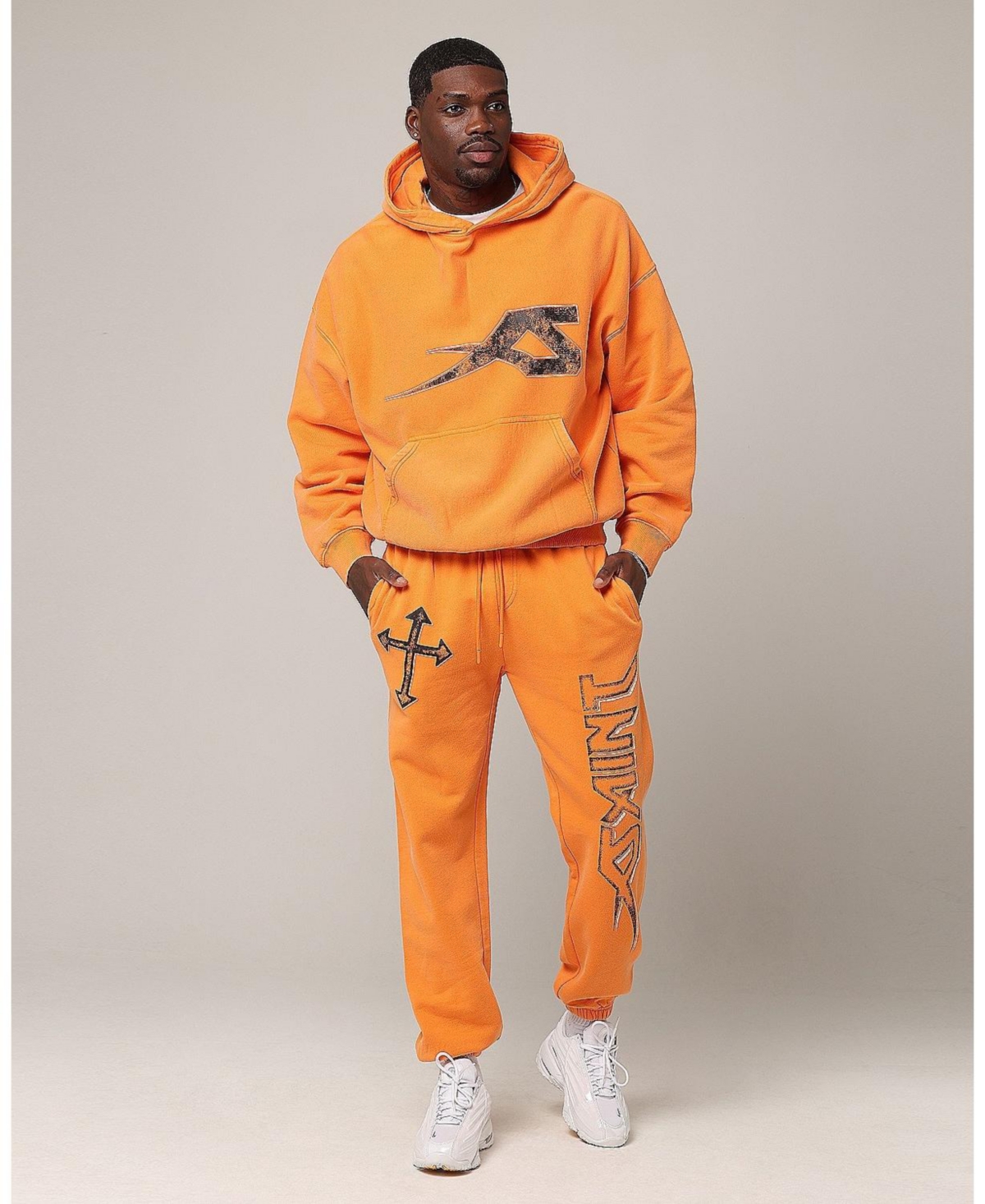 Men's Ssix Vintage Hoodie - Orange