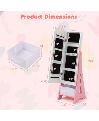 Kids Vanity Set Princess Makeup Dressing Table &amp; Chair Set with Jewelry Armoire