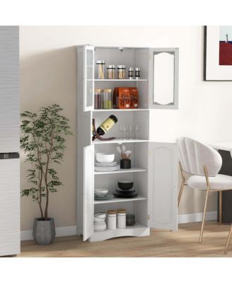 64.5" MDF Bathroom Cabinet with Tempered Glass Doors and Adjustable Shelves