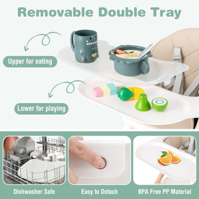 6 in 1 Convertible Highchair with Safety Harness and Removable Tray