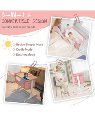 Portable Baby Bedside Bassinet with 5-level Adjustable Heights and Travel Bag