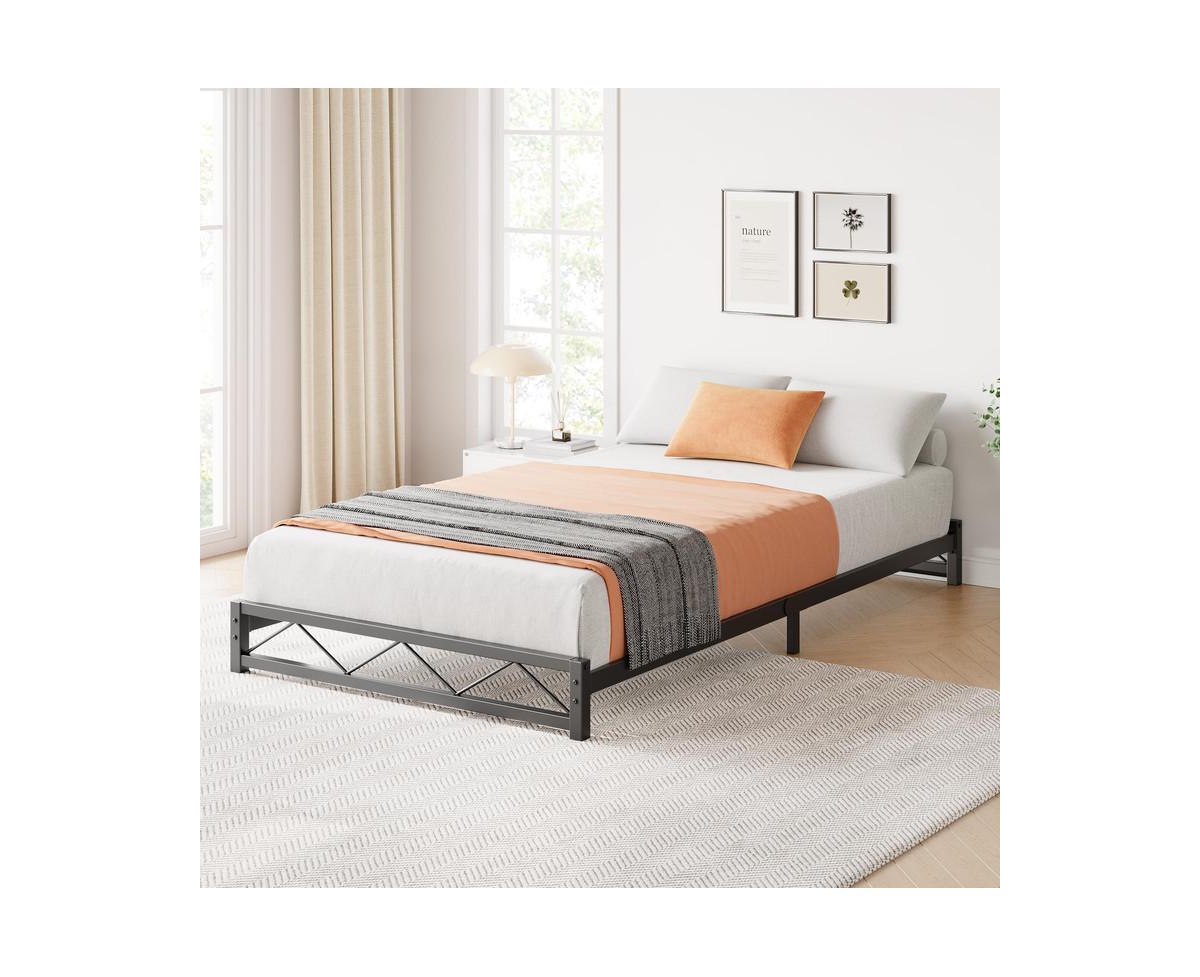 gaomon 6 Inches Size Metal Platform Bed Frame,Low Bed Frame with Steel Slat Support, Mattress Foundation, No Box Spring Needed, Easy Assembly - B