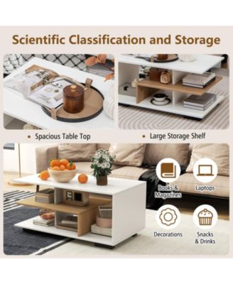 Rectangular Table with L-shaped Middle Shelf