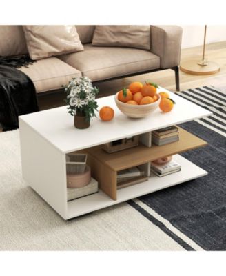 Rectangular Table with L-shaped Middle Shelf