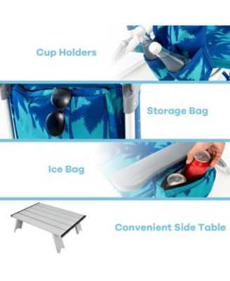 2 Packs 5-Position Outdoor Folding Backpack Beach Table Chair Reclining Chair Set