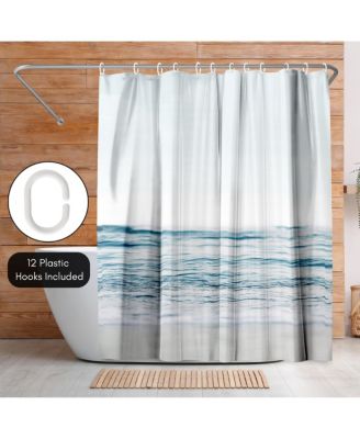 71x74 Blue Wave and Sand Shower Curtain - 100% Polyester Shower Curtain