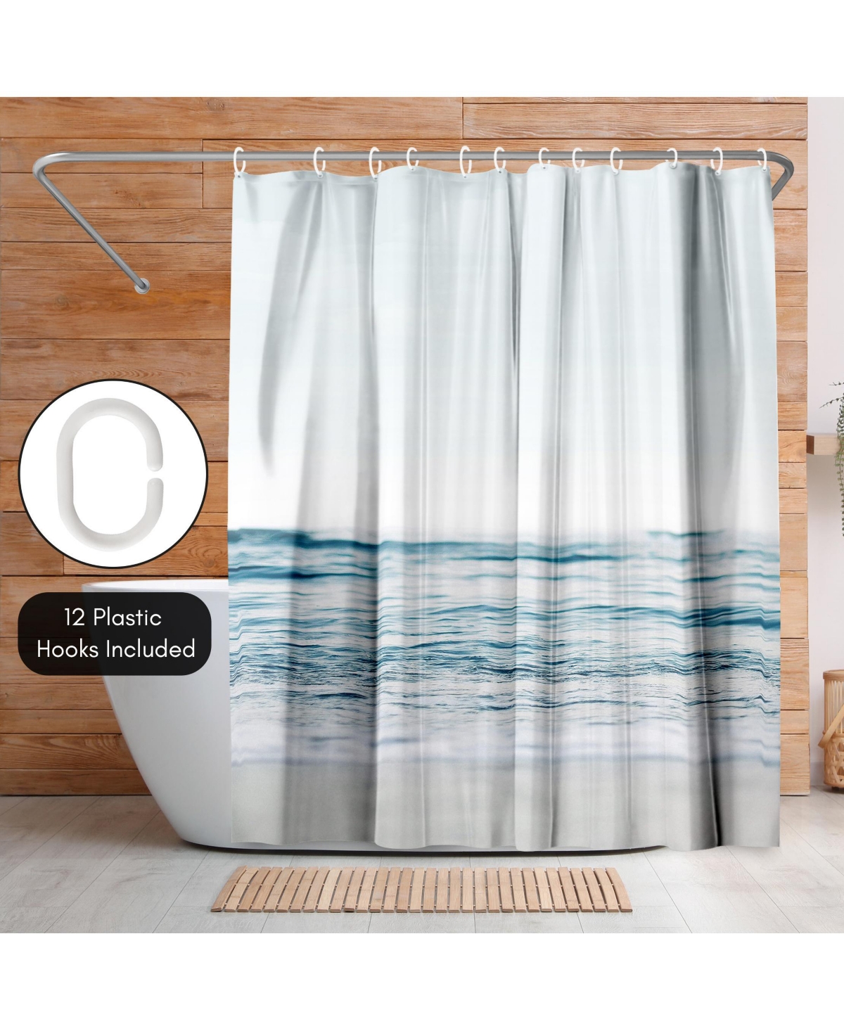 Americanflat Blue Wave and Sand Shower Curtain - 100% Polyester Shower Curtain