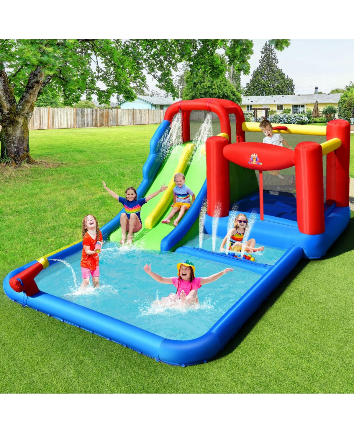Gouun Inflatable Water Slide with Ocean Balls for Kids without Blower