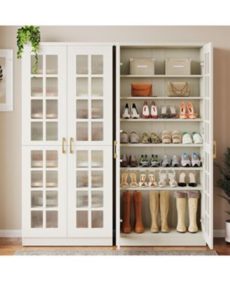 71-Inch Tall Shoe Cabinet with Doors, 8-Tier Shoe Storage Cabinet with Adjustable Shelves, Modern Shoe Organizer Shoe Rack Cabinet