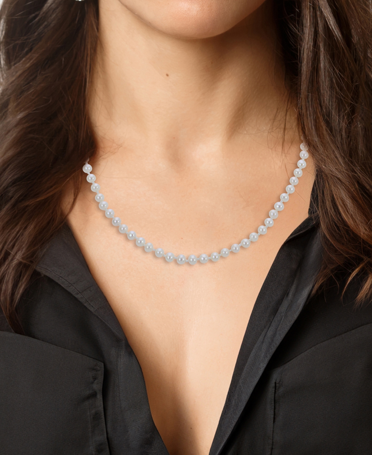 Macy's Cultured Freshwater Pearl (4-4-1/2mm) Strand Necklace 18" In 10k Yellow Gold In White