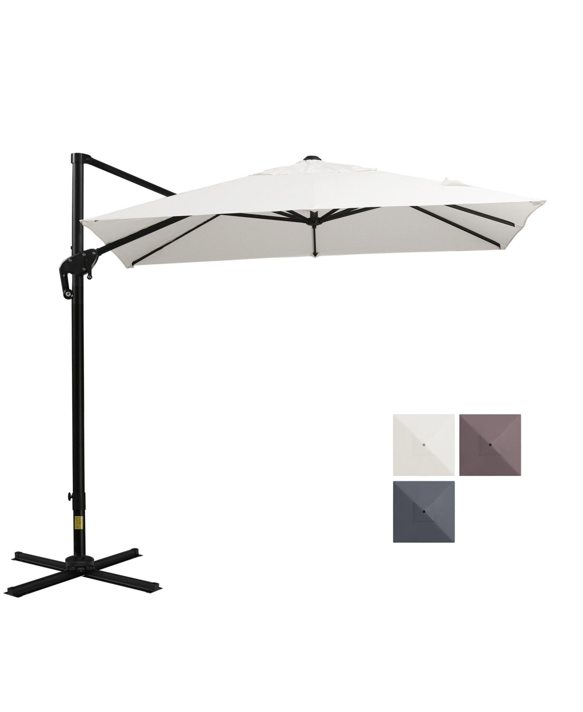 8x8ft Square Offset Cantilever Market Patio Umbrella w/ Cross Dark - Off white
