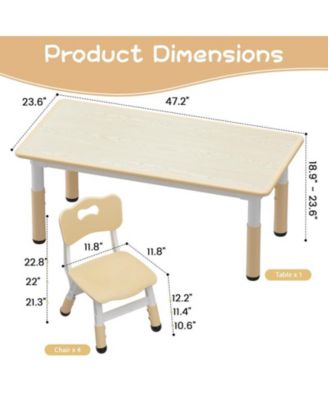 Kids Table and Chair Set, Height Adjustable Toddler Table and 4 Chairs Set for Ages 2-10, Graffiti Desktop, Non-Slip Legs, Arts & Crafts Table, Children Activity Table for Daycare Classroom Home
