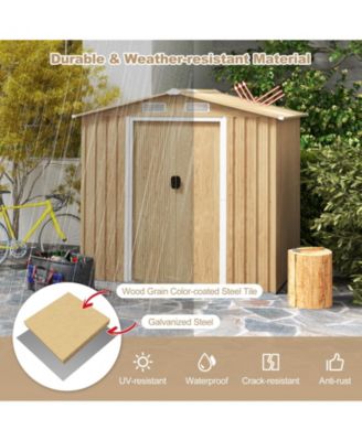 6 x 4 Feet Galvanized Steel Storage Shed with Lockable Sliding Doors