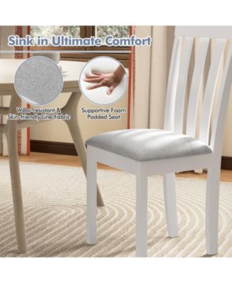 Dining Chair Set of 2 Upholstered Wooden Kitchen Chairs with Padded Seat and Rubber Wood Frame