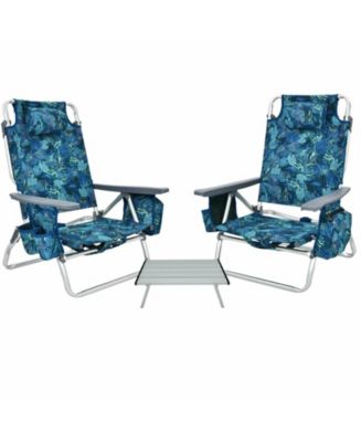 GOUUN 2 Packs 5-Position Outdoor Folding Backpack Beach Table Chair Reclining Chair Set - Macy's