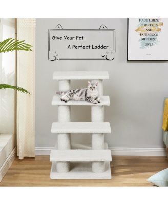 4-Step Pet Stairs Carpeted Ladder Ramp Scratching Post Cat Tree Climber