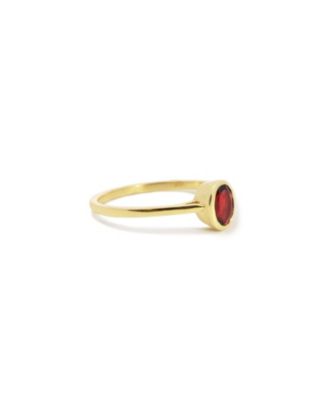 Oval Garnet Bezel Ring 14K Gold