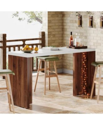 55.12" 1Pc Faux Marble Finished Modern Freestanding Home Bar Table