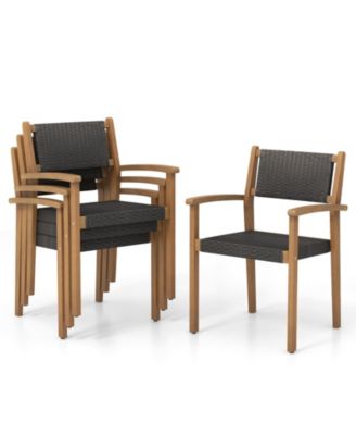 Set of 2 Stackable Outdoor Wicker Dining Chair