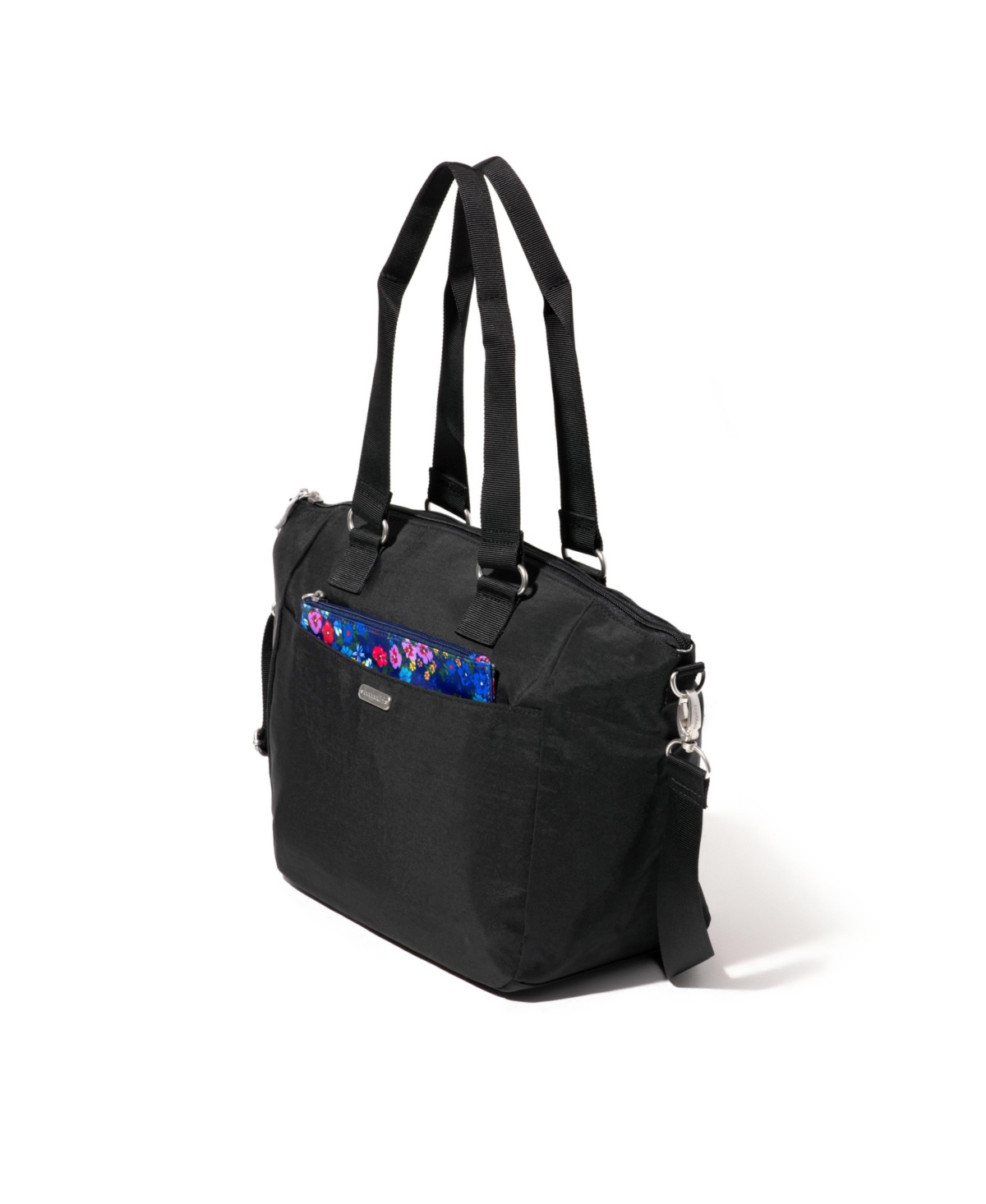 Baggallini All-day Removable Pouch Tote In Black,flower Market