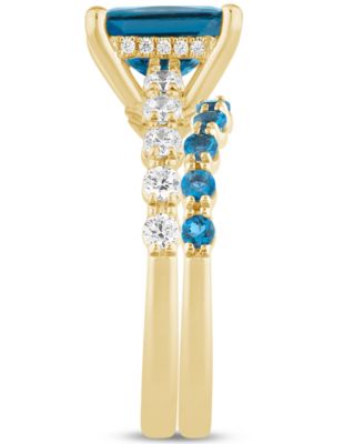 London Blue Topaz (2-3/4 ct. t.w.) & Diamond (1/2 ct. t.w.) Bridal Set in 14k Gold