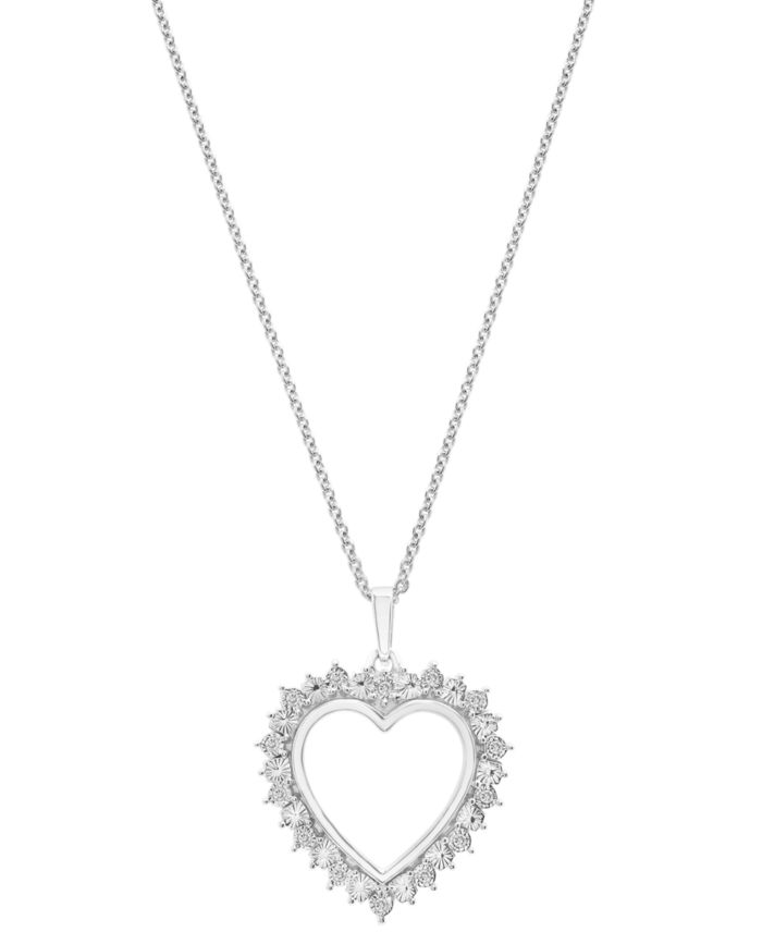 Diamond Heart 18" Pendant Necklace (1/10 ct. t.w.) in Sterling Silver