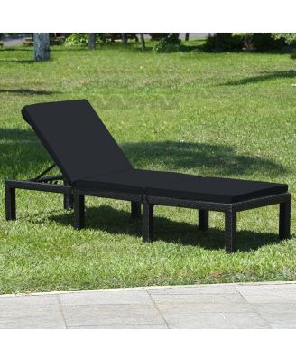 Patio Rattan Height Adjustable Lounge Chair with 2 Set of Cushion Cover