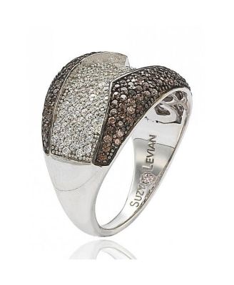 Suzy Levian Sterling Silver Cubic Zirconia Fold Over Ring