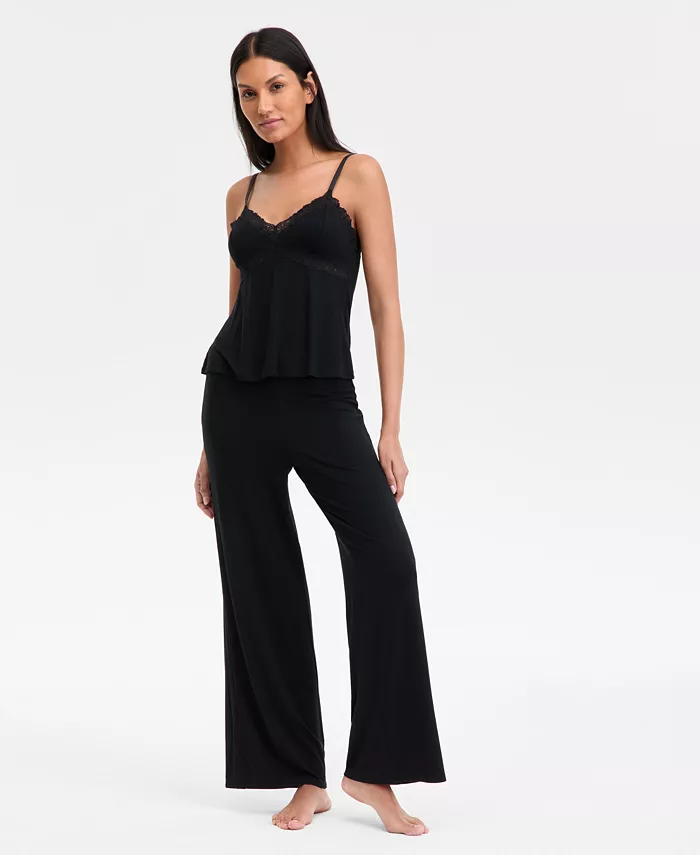 Women's Lace-Trim Knit Tank & Pajama Pants Set
