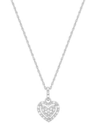 2-Pc. Set Diamond Heart Pendant Necklace & Matching Stud Earrings  (1/4 ct. t.w.) in Sterling Silver