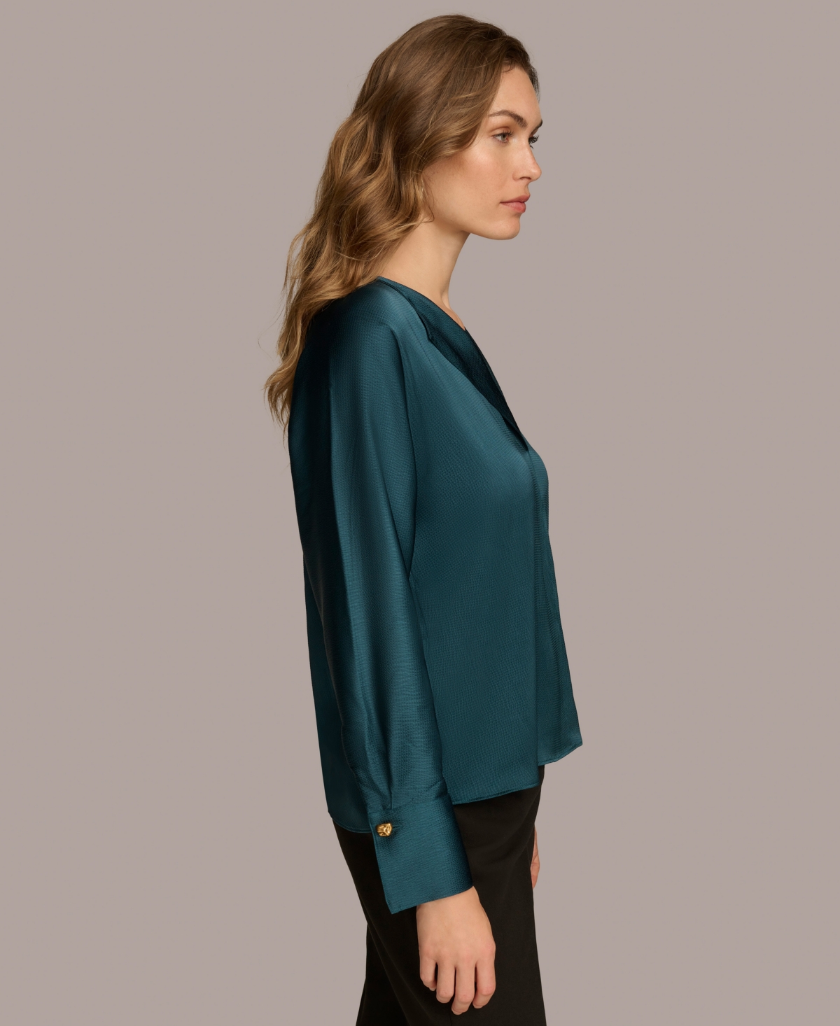 Donna Karan Women's Long Sleeve V-Neck Blouse