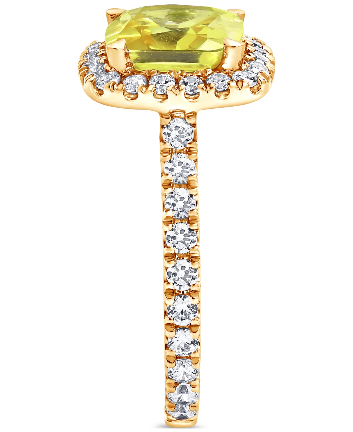 Badgley Mischka Igi Certified Lab Grown Yellow Diamond Cushion Halo Engagement Ring (4 Ct. T.w.) In 14k White, Yello In Yellow Gold