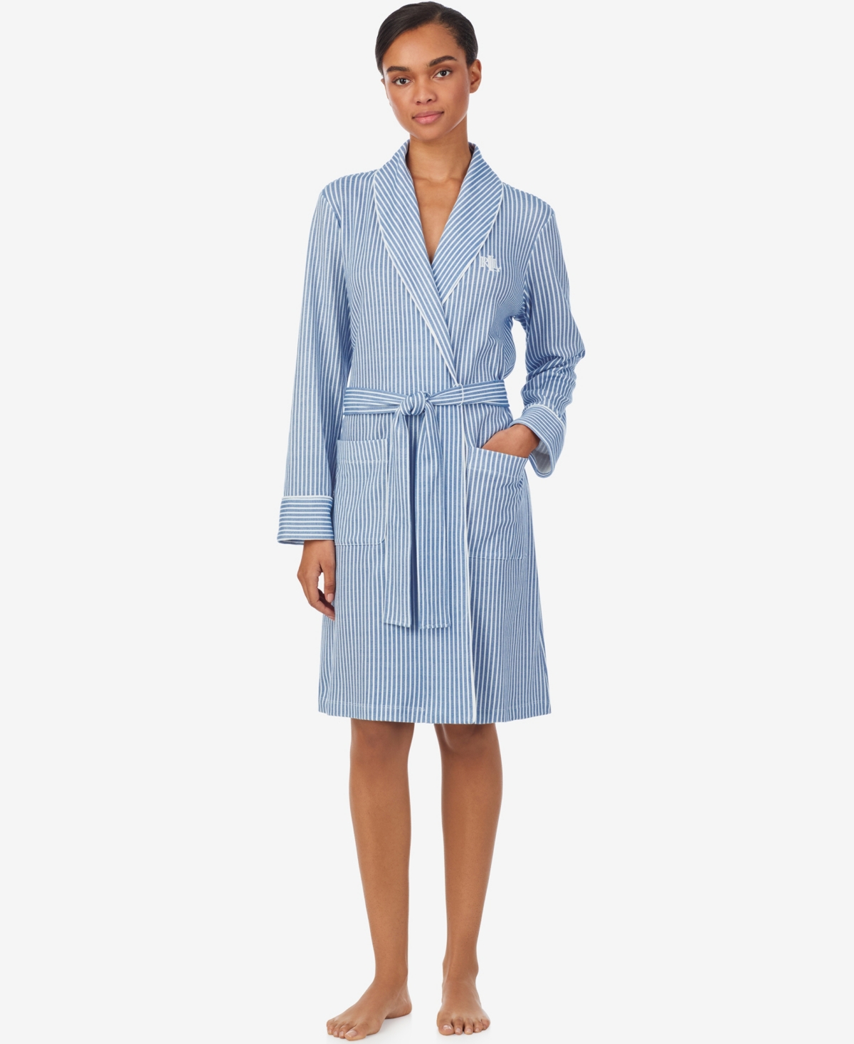 Women's Shawl Collar Robes - Blue Stripe