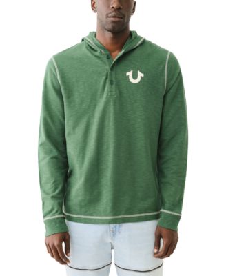 True Religion - Men's Hooded Long Sleeve Henley Shirt