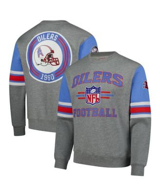 Men's Heather Gray Houston Oilers All Over 4.0 Vintage Logo Pullover Sweatshirt