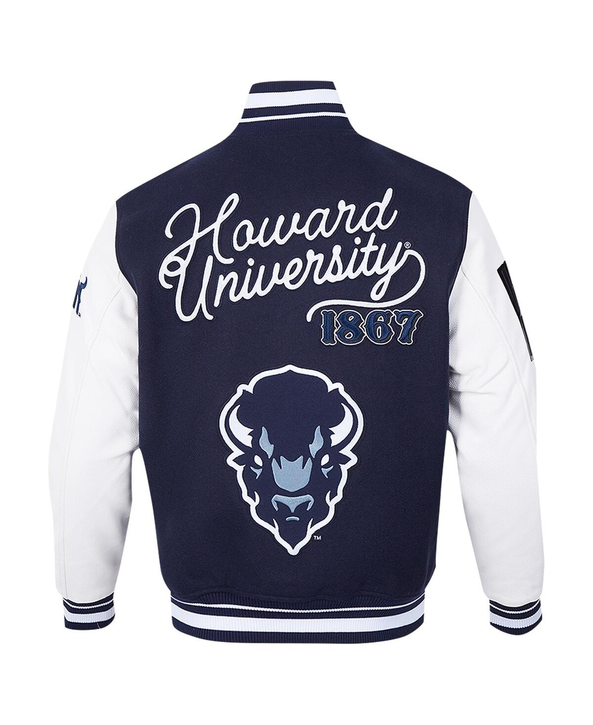 Pro Standard Men'sHoward Bison Hbcu Vintage Varsity Wool Full-Zip Jacket - Navy
