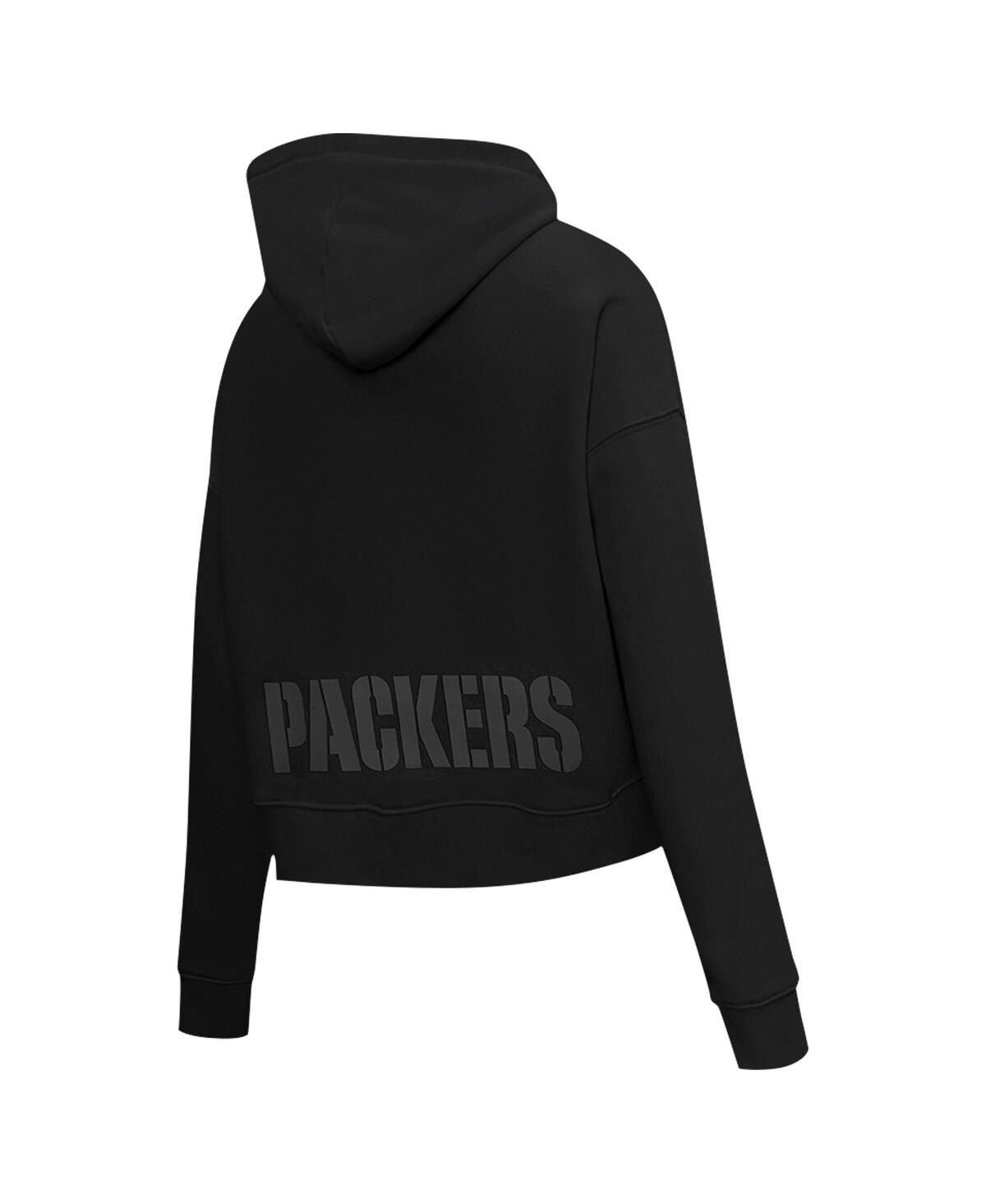 Pro Standard Women'sGreen Bay Packers Jeweled Cropped Pullover Hoodie - Black
