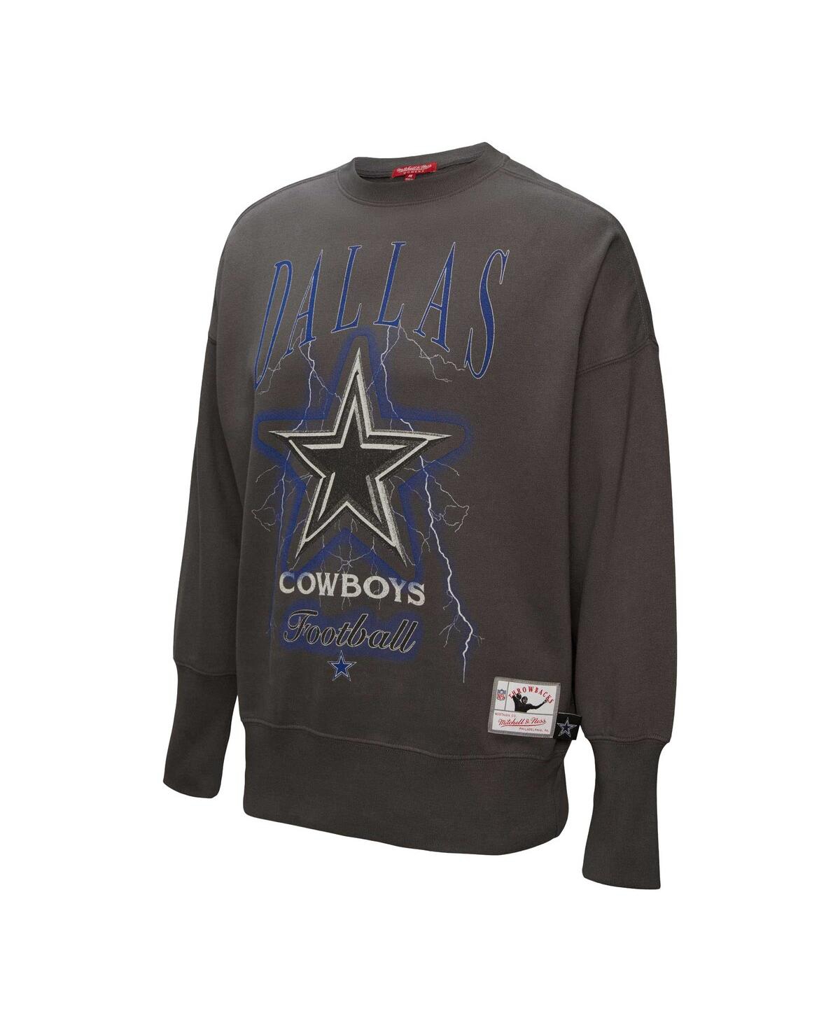 Mitchell & Ness Women's Charcoal Dallas Cowboys Distressed Logo 4.0 Pullover Sweatshirt In Charcoal