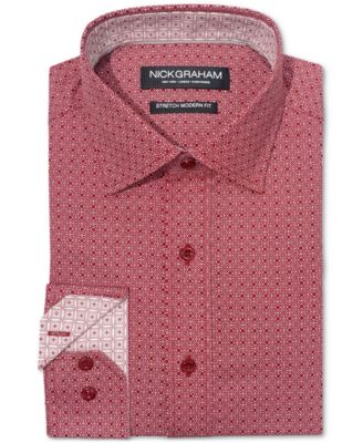 Nick Graham - Men's Modern-Fit Medallion Tile Dress Shirt