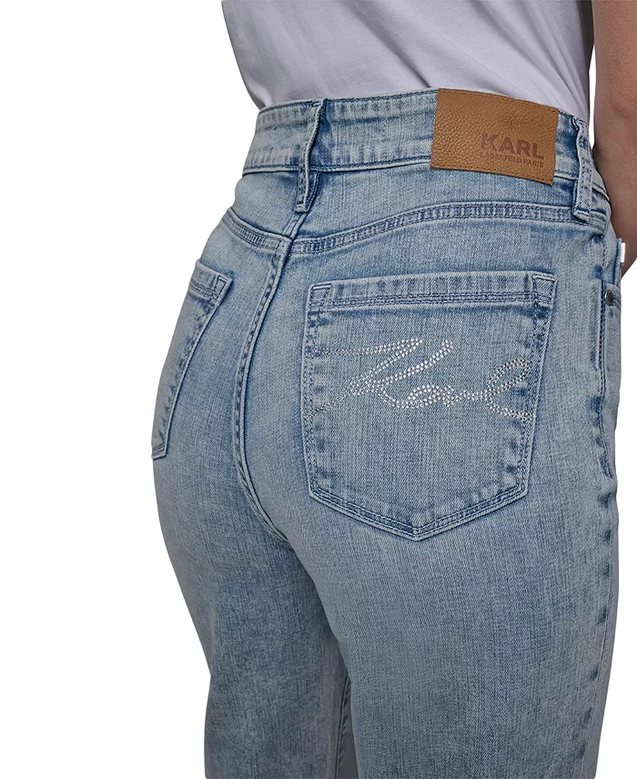 Women's High-Rise Crystal-Cuff Jeans - thumbnail 6
