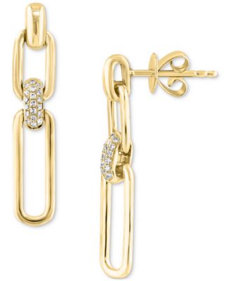 Diamond Link Drop Earrings (1/10 ct. t.w.) in 14k Yellow Gold
