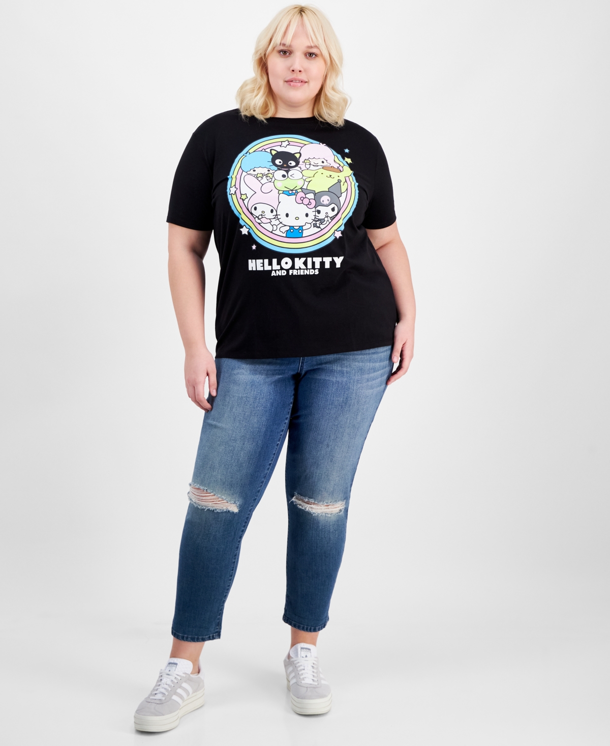 LOVE TRIBE TRENDY PLUS SIZE HELLO KITTY GRAPHIC T-SHIRT 