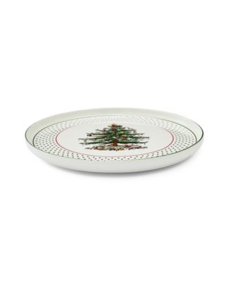Christmas Tree Polka Dot Lazy Susan Plate, 13"