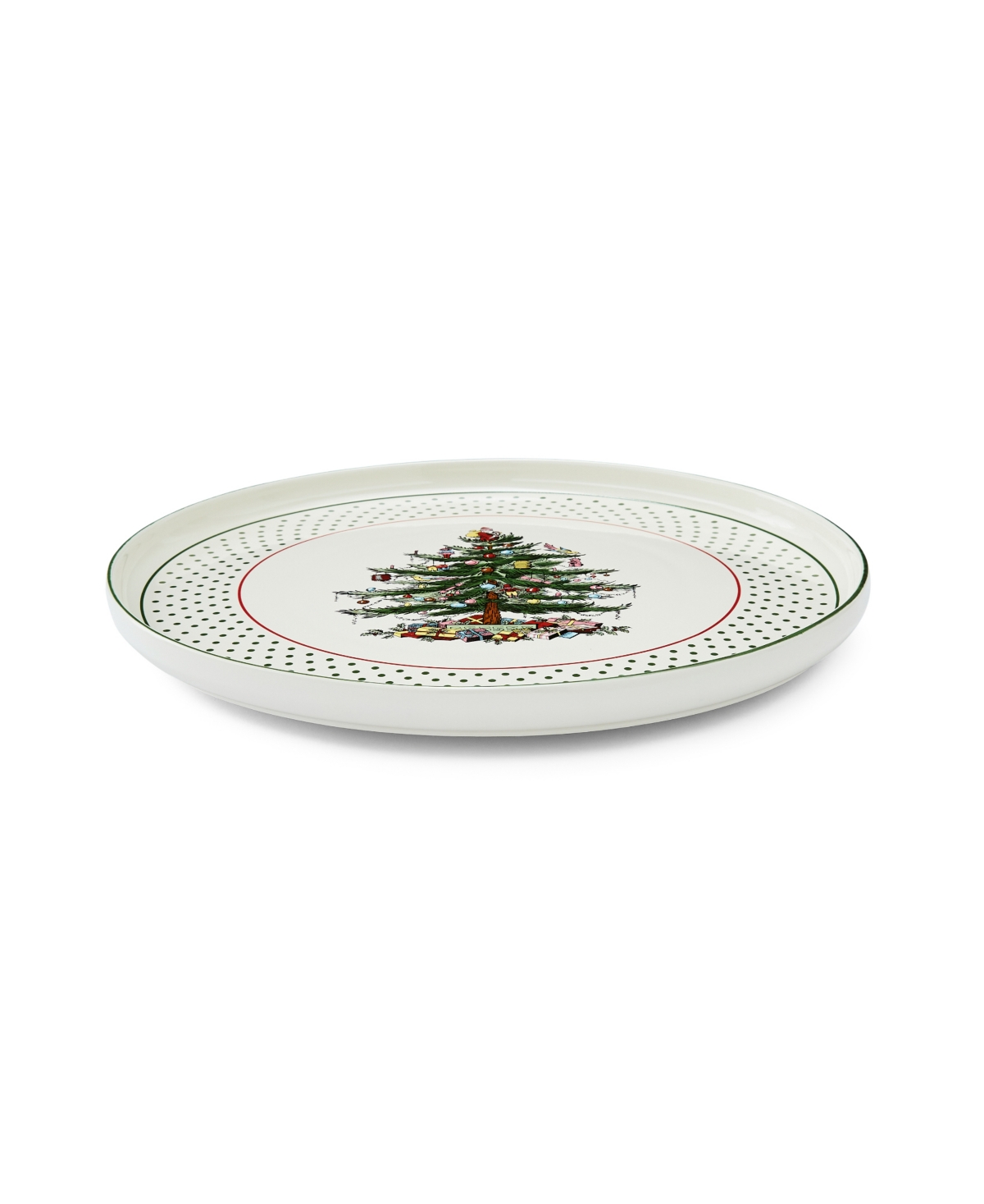 Spode Christmas Tree Polka Dot Lazy Susan Plate In Green