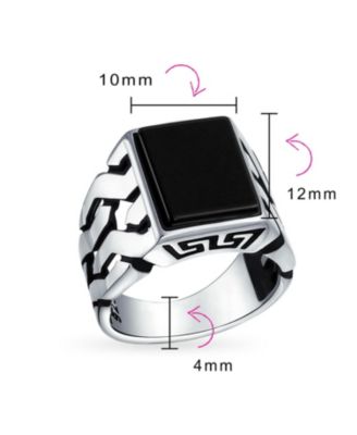 Large Rectangle Gemstone Wide Chain Link Statement Signet Ring Sterling Silver