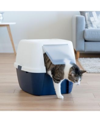 Jumbo Hooded Cat Litter Box with Scoop, Navy
