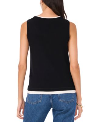 Women's Contrast-Trim Sleeveless Sweater