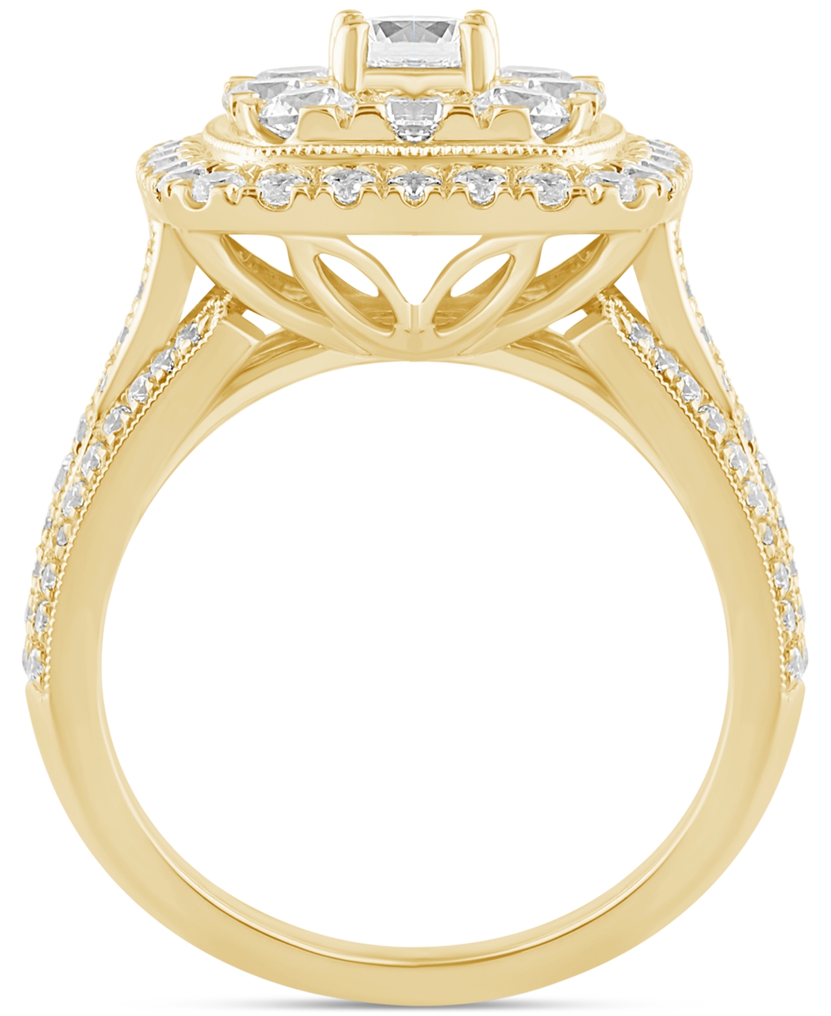 Macy's Diamond Cluster Engagement Ring (2 Ct. T.w.) In 14k Yellow Gold In Yellow Gold
