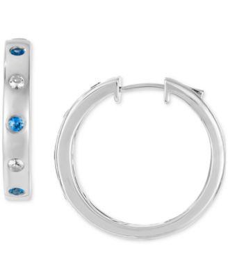 Anywear Everywear&reg; Blueberry Sapphire (1/6 ct. t.w.) & White Sapphire (1/10 ct. t.w.) Hoop Earrings in 14k Honey Gold