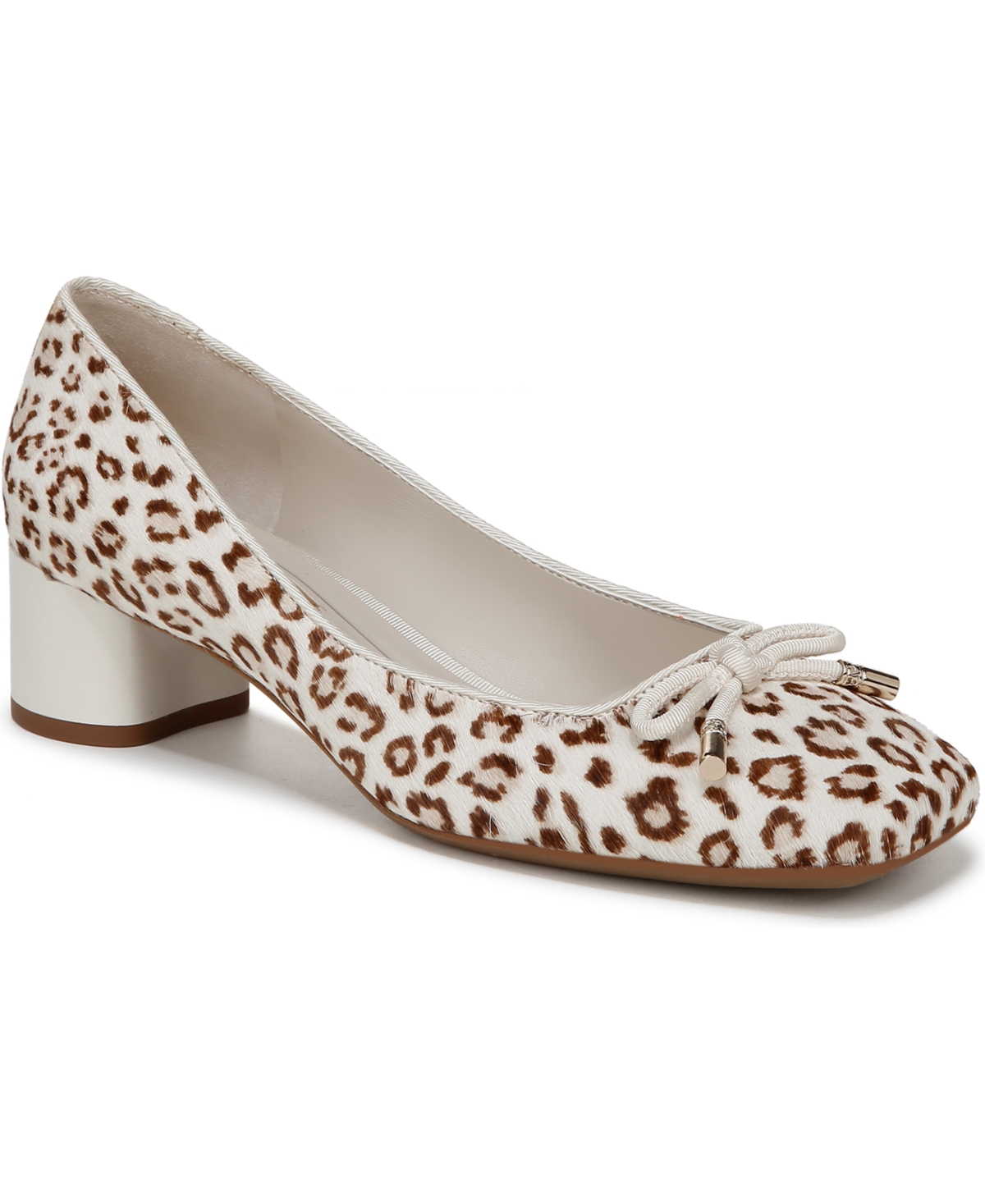 Women's Natalia Block Heel Ballet Flats - Cream White Calf Hair